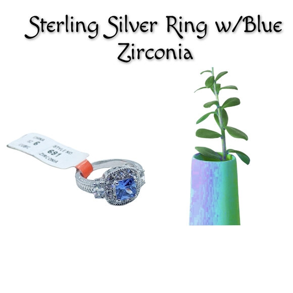 .Sterling Silver Ring w/Blue Zirconia - Picture 6 of 6
